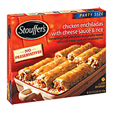 Stouffer's Classic Dinners Party Size chicken enchiladas over rice & topped with real cheese & spicy cream sauce Left Picture